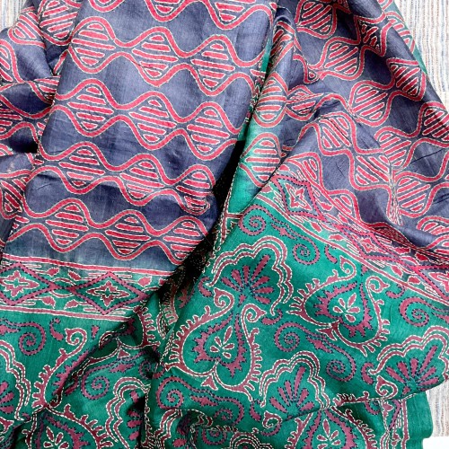 Glorious rich kantha silk shawl