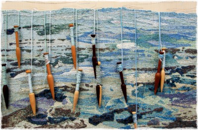 close-up of tapestry in progress