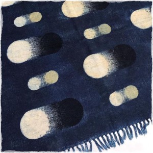 indigo cloth with white dots fading to black
