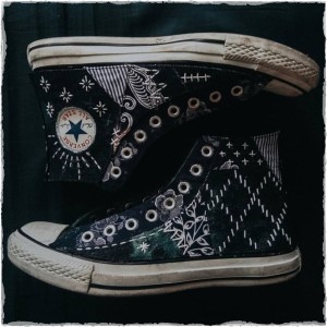 sashiko stitched baseball boots